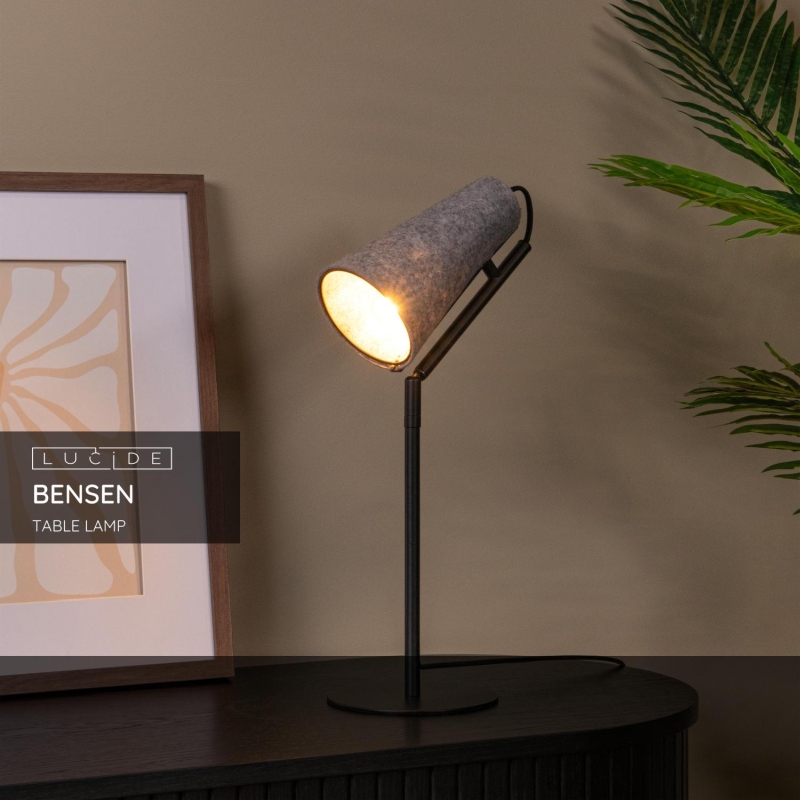 Lucide BENSEN - Stolná lampa - 1xE14 - šedá